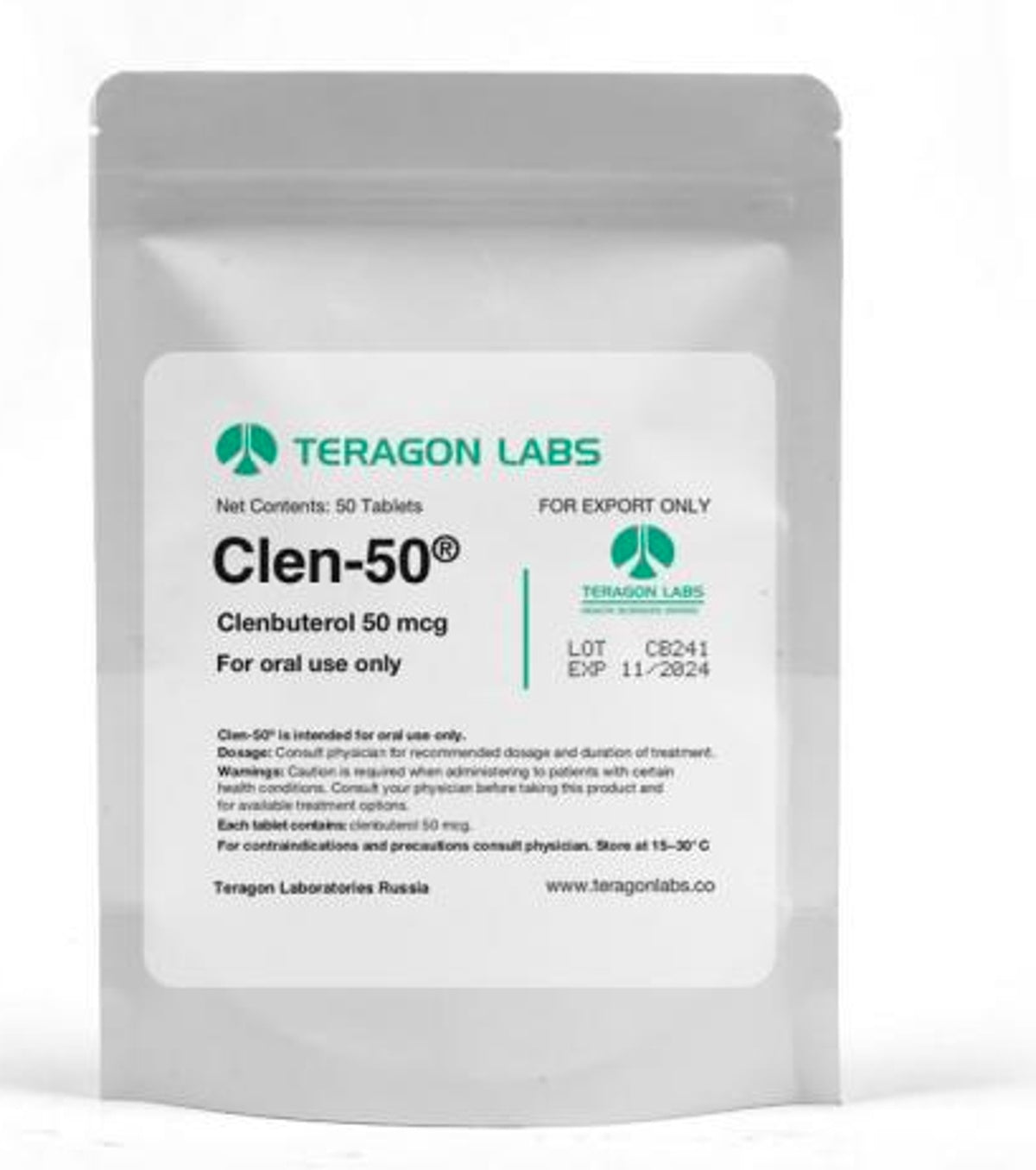 Teragon Labs - Clen 50mcg/tab 50 tabs
