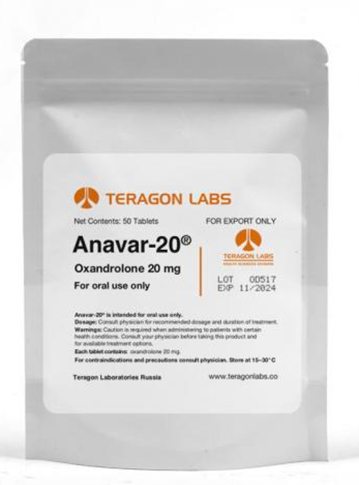 Teragon Labs - Anavar 20mg/tab 50tabs